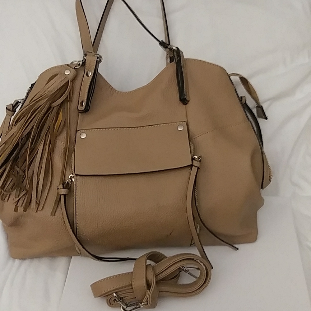 Black Rivet Wilson's Leather Beige Bag with Strap